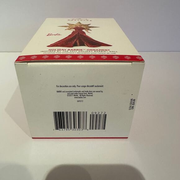 Holiday Barbie Ornament 2017 Hallmark Keepsake Collectible Christmas Tree Red - Picture 8 of 12